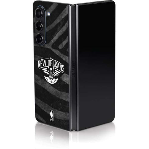 NBA New Orleans Pelicans Black Animal Print Galaxy Z Fold5 5G Skin